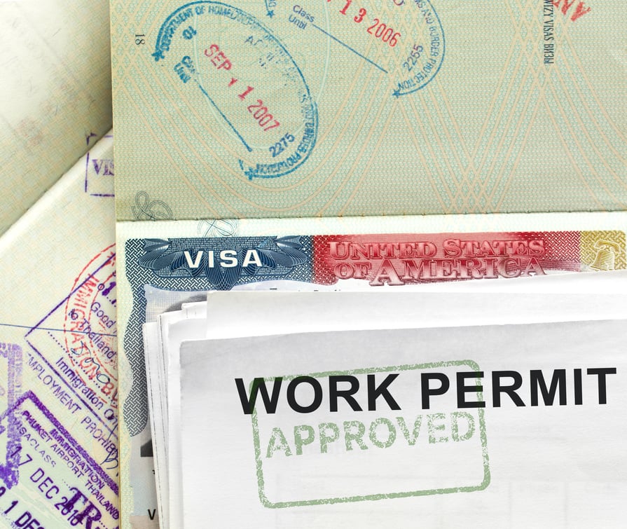 Work permit approval with Us visa and passport