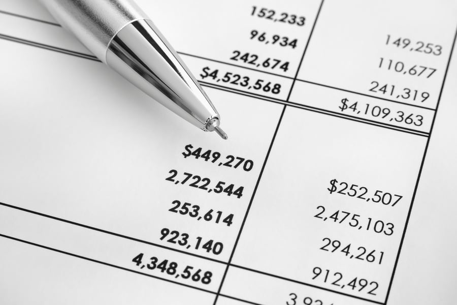 Financial statements. Ballpoint pen on financial statements